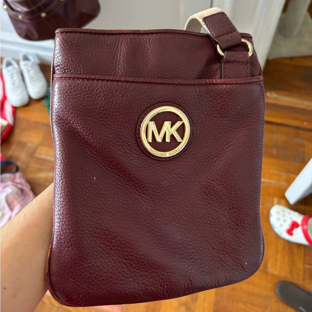 Michael Kors Magenta Crossbody Bag with Gold Logo